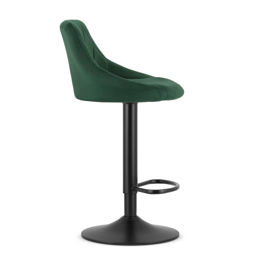 Sgabello girevole VALORA DAKA - Velluto verde con base nera