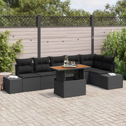 Set da Pranzo per Giardino con cuscino 7 pcs Nero e Marrone