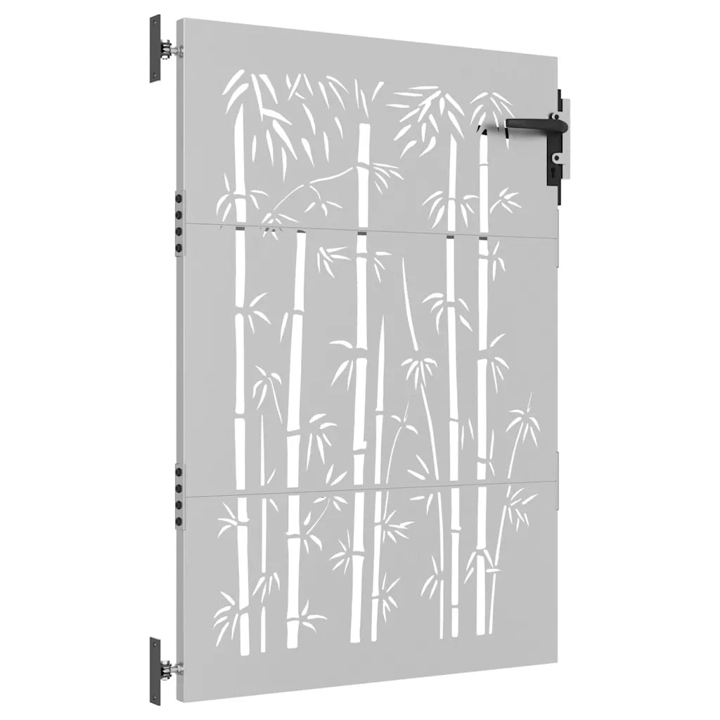 Cancello da giardino 85x125 cm in acciaio Corten e design in bambù 153234