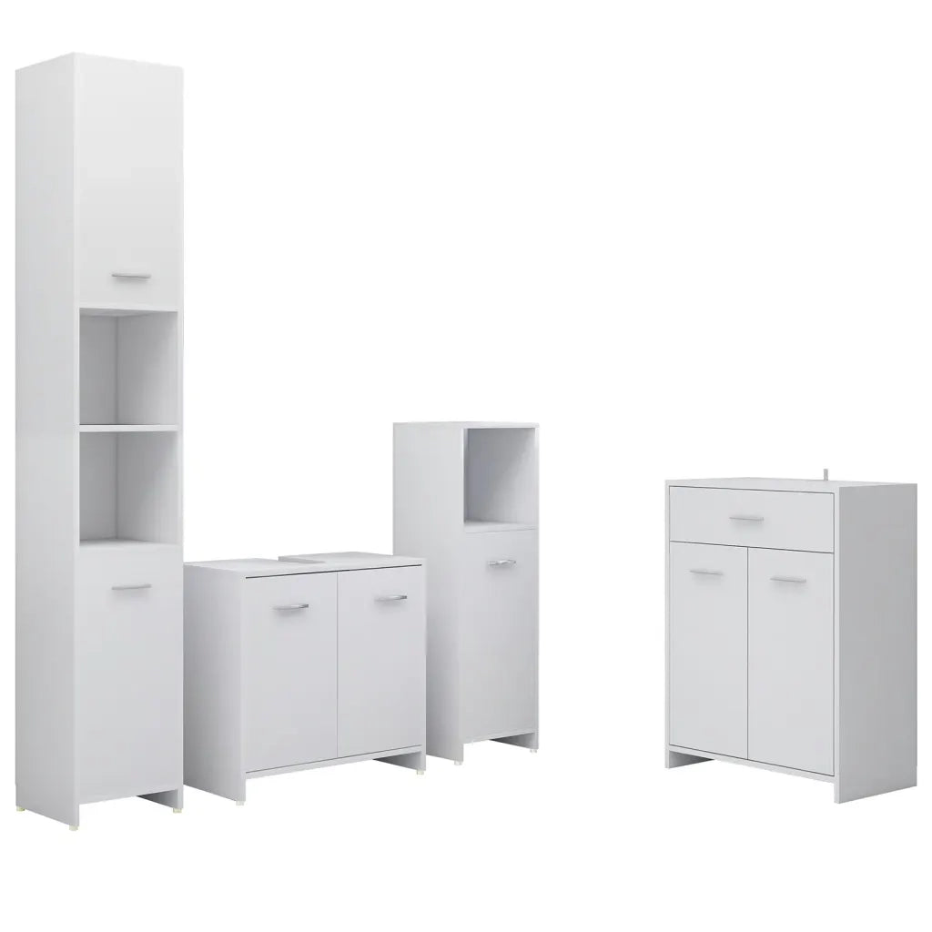 Set Mobili da Bagno | Armadio da bagno 4 pz Bianco