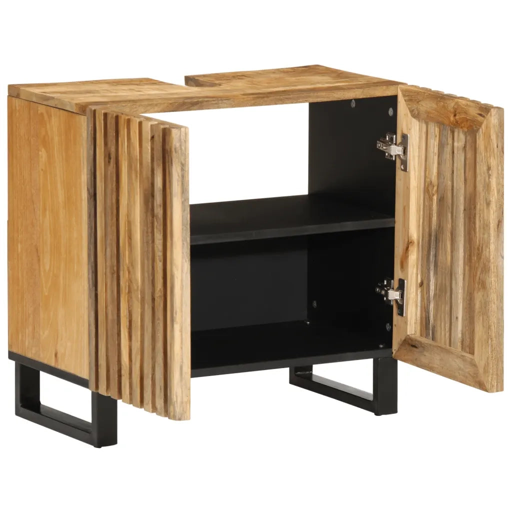 Mobile Lavabo da Bagno 62x34x58cm Legno Massello Mango Grezzo 377529