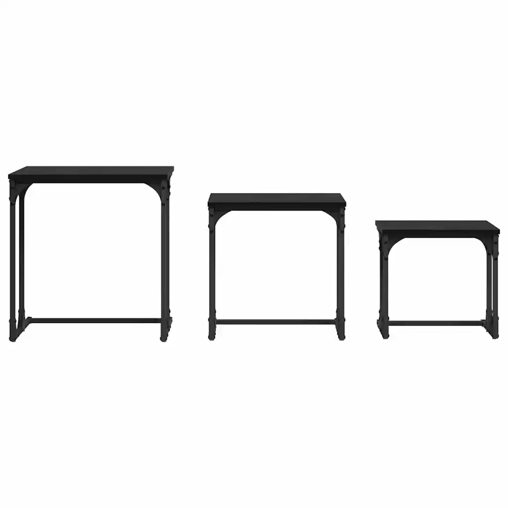 Tavolo da caffè nesting 3 pcs Rovere nero Legno multistrato 883533