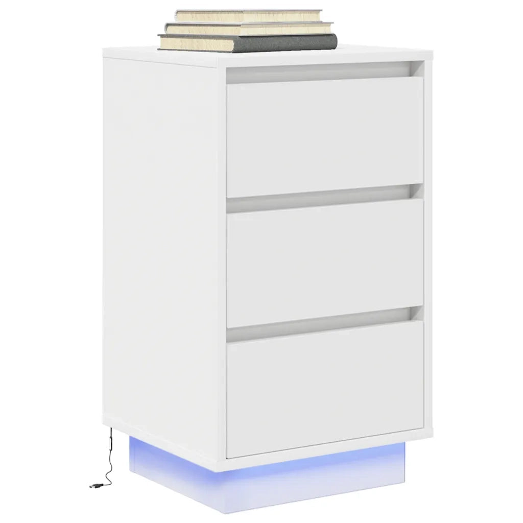 Comodini con Luci LED-Tavolino da notte Bianco 38x34x65 cm