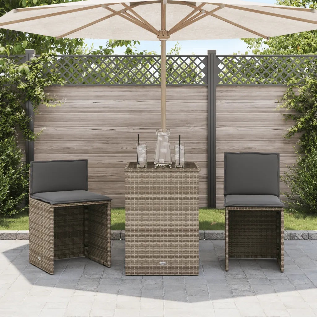 Set da Bistr¨° 3 pz | Set Salotto da Giardino con Cuscini Beige in Polyrattan