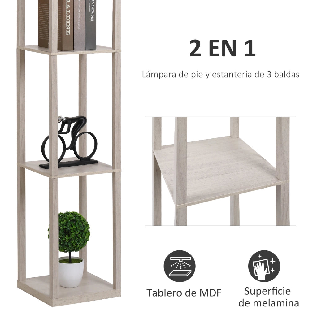 Libreria Lampada da Terra ¨C Minimal ¨C Legno Rovere