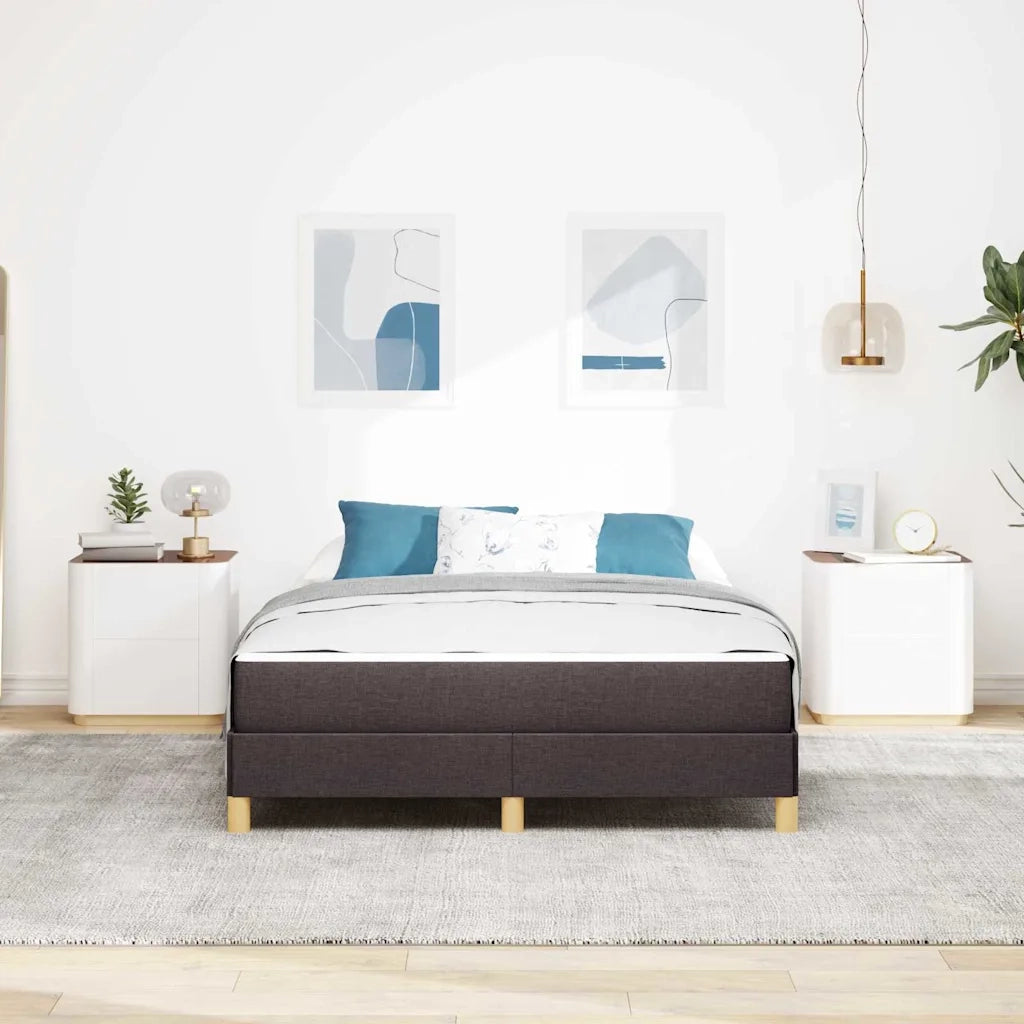 Letto a molle con materasso Marrone Scuro 140 x 190 cm Tessuto
