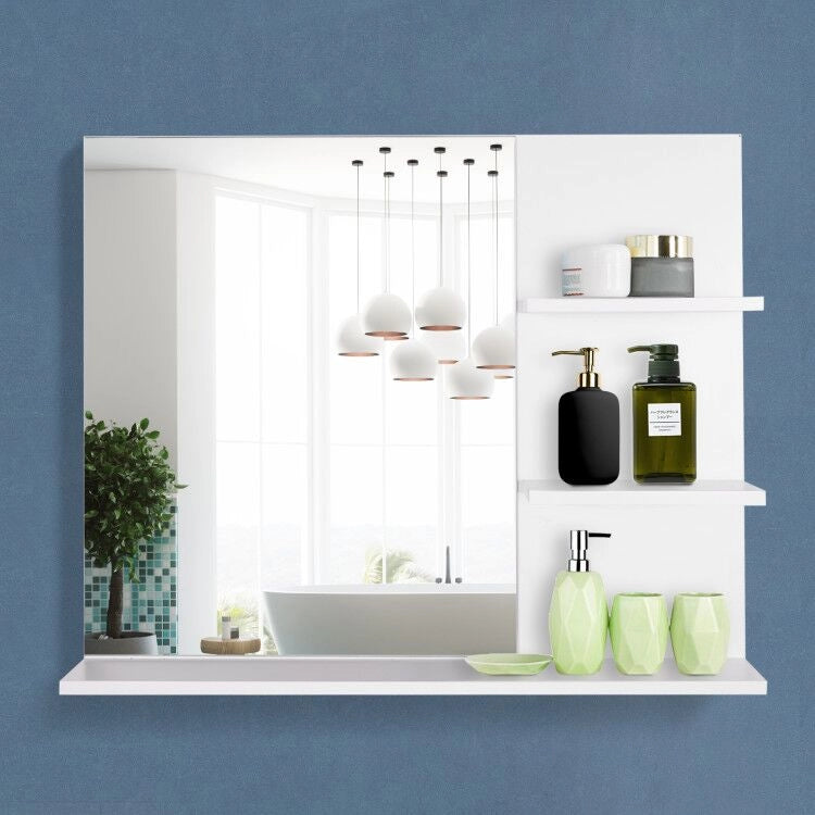 Specchio Bagno con Ripiani ¨C zephmum ¨C MDF Bianco 80x30x18