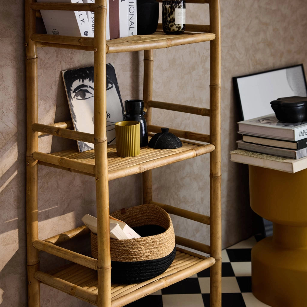 Libreria in bambù a 4 livelli, 144cm, marrone naturale