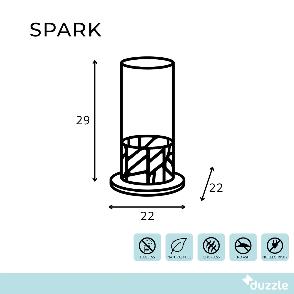 Spark, Biocamino da tavolo Nero (20.3cm X 20.3cm H. 50cm) | Duzzle