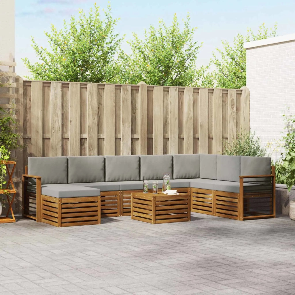 Set divano sezionale con cuscino 9 pcs Grigio Naturale e Chiaro 3375341