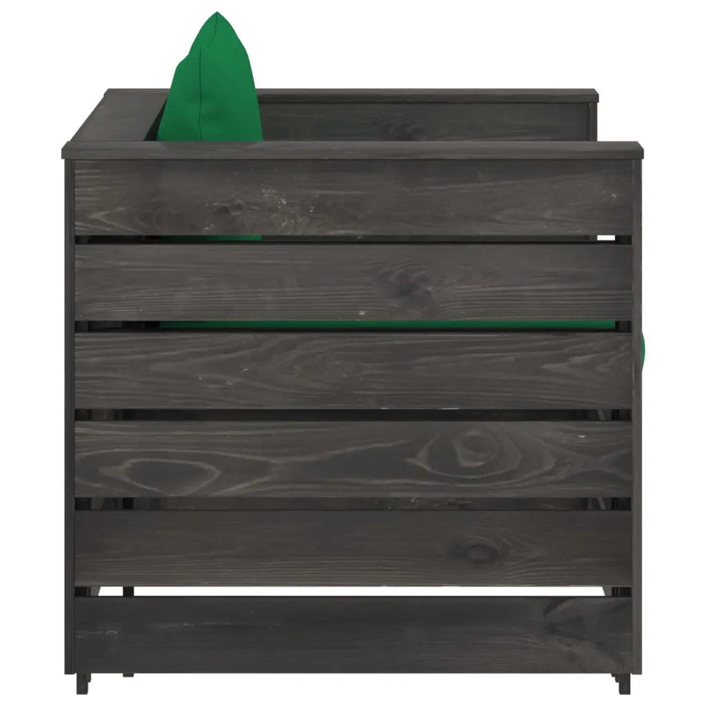 Set Salotto da Giardino 2pz con Cuscini Legno Impregnato Grigio 3068149