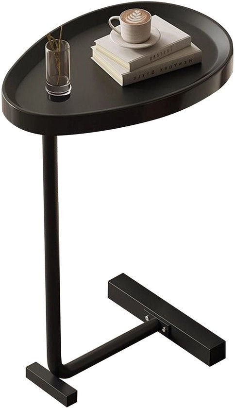 Tavolo da caffè elegante con design a forma di C - tavolo da notte multifunzionale - adatto per soggiorno/camera da letto - costruito con metallo/PP robusto - compatta e trasportabile