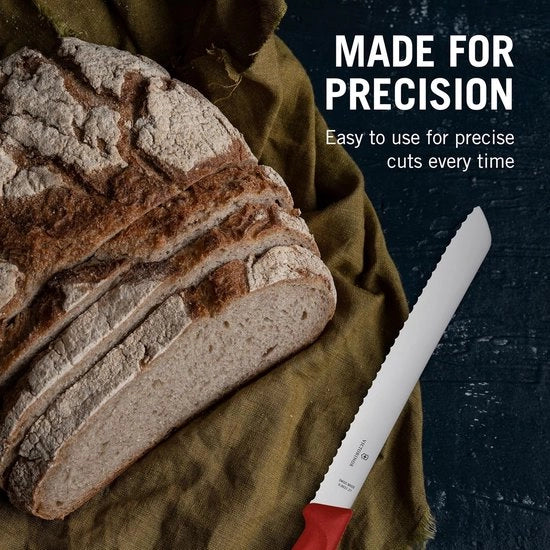 Coltello da pane - Taglio extra affilato - Rosso - Manico in plastica