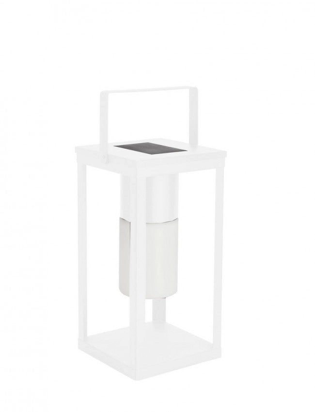 Lampada Lanterna Solare 17x17x38h cm con Manico Bianco