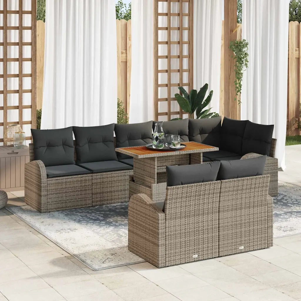 Set Divano da Giardino con cuscino 9 pcs Grigio 3349600