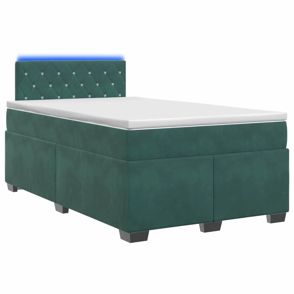 Letto con Box Spring, Materasso e LED Verde Scuro 120 x 190 cm 3452135