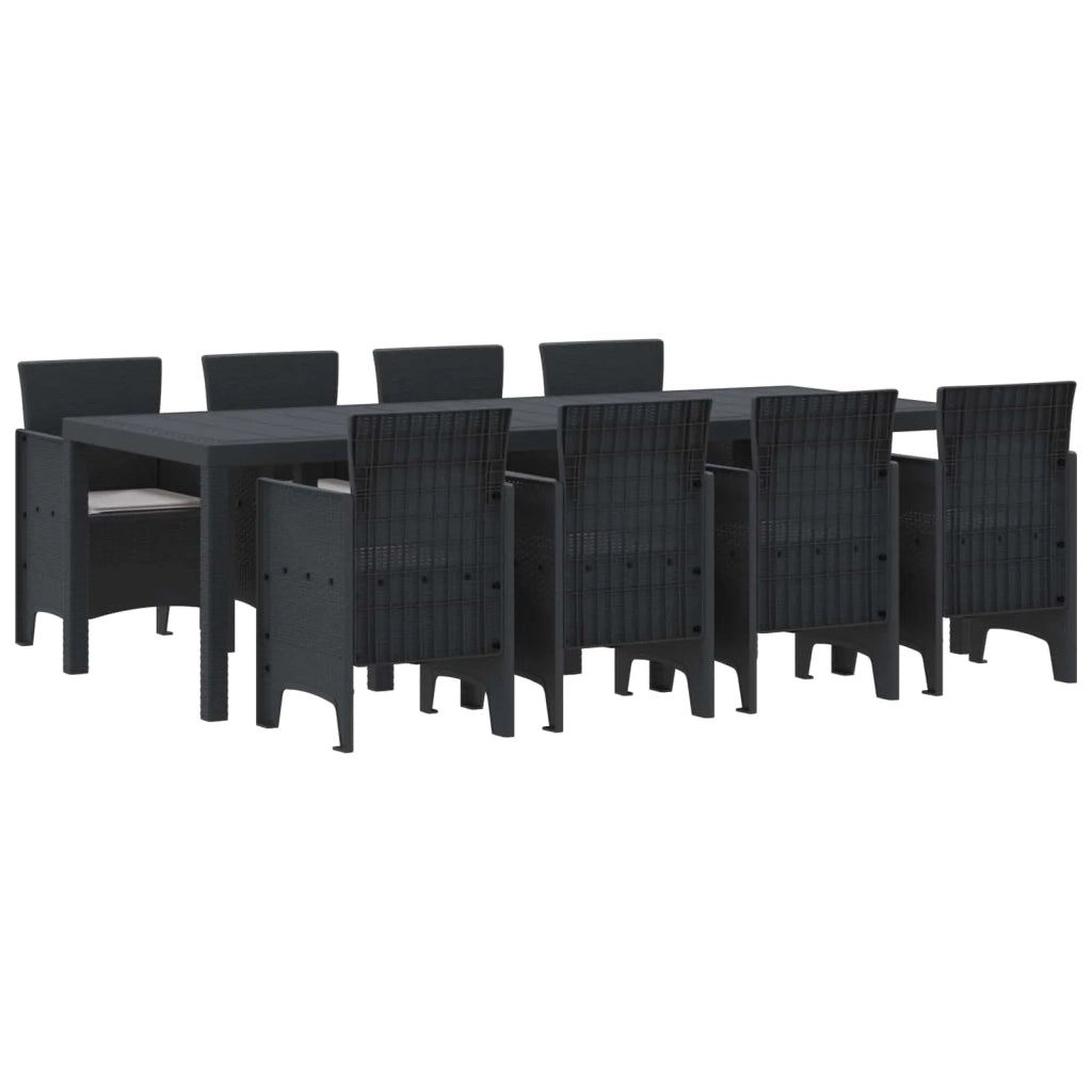 Set da Pranzo per Giardino 9 pcs Antracite Polipropilene