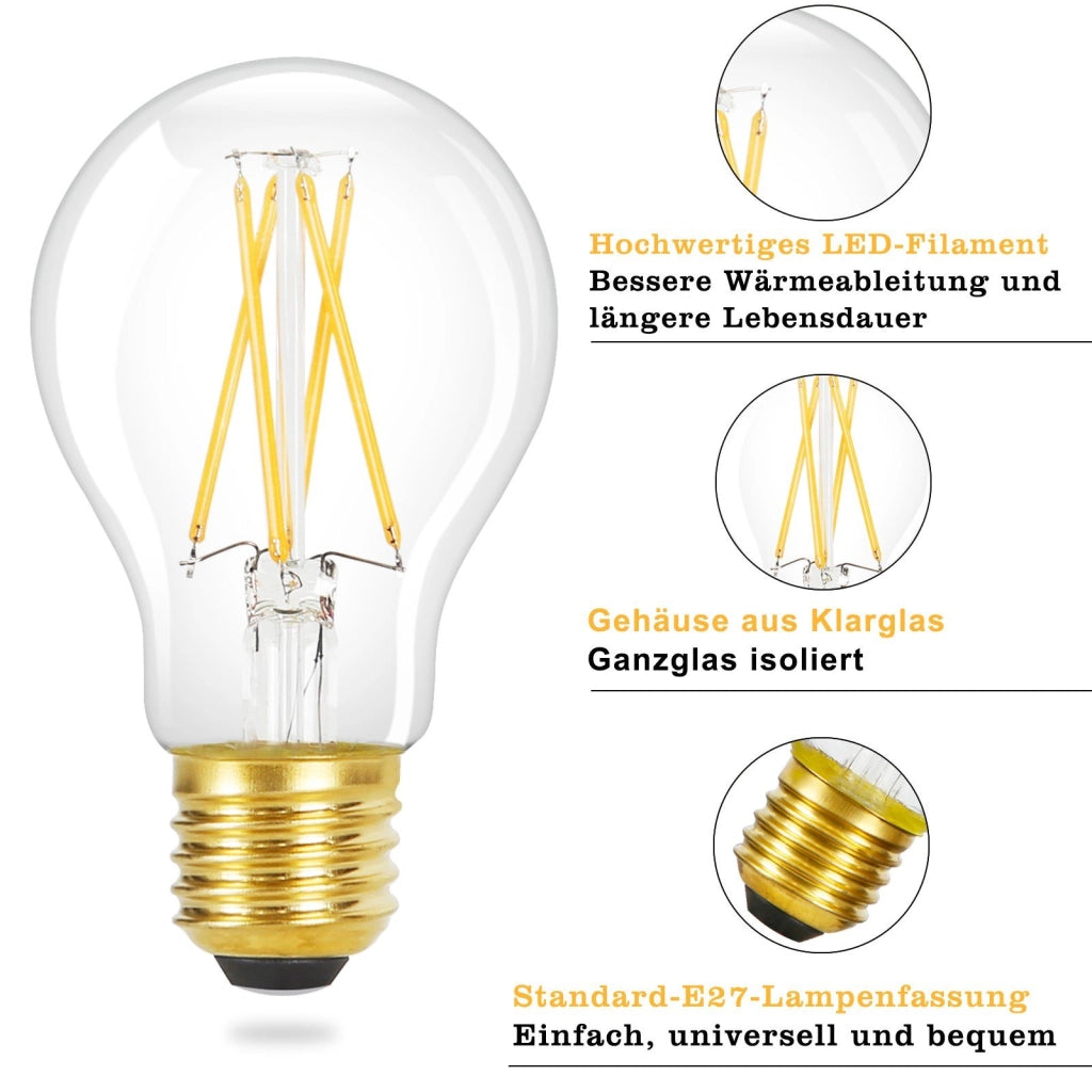 ZMH Bombilla LED A60 Bombilla Edison Vintage 2700K Dormitorio