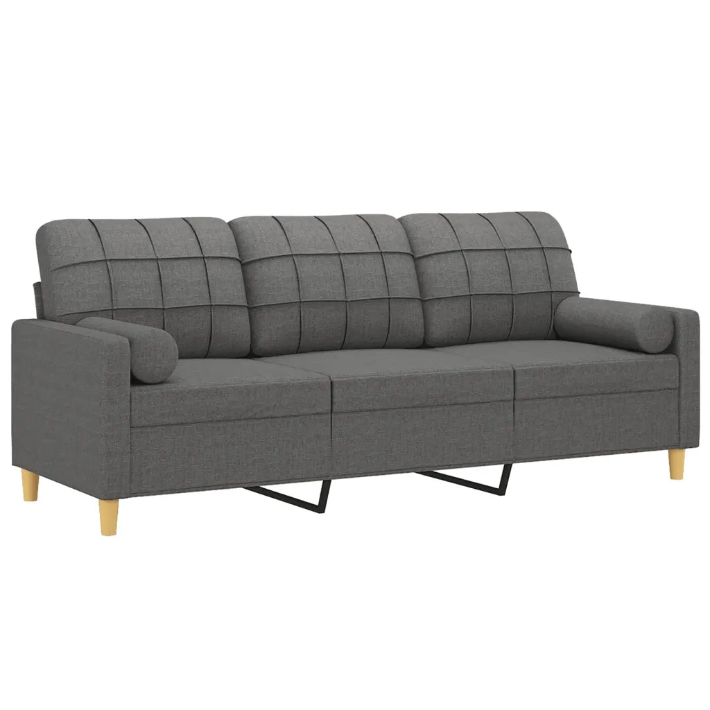 Divano a 3 Posti con Cuscini-Sofa 3 Posti con Cuscini Grigio Scuro 180 cm in Tessuto 178660