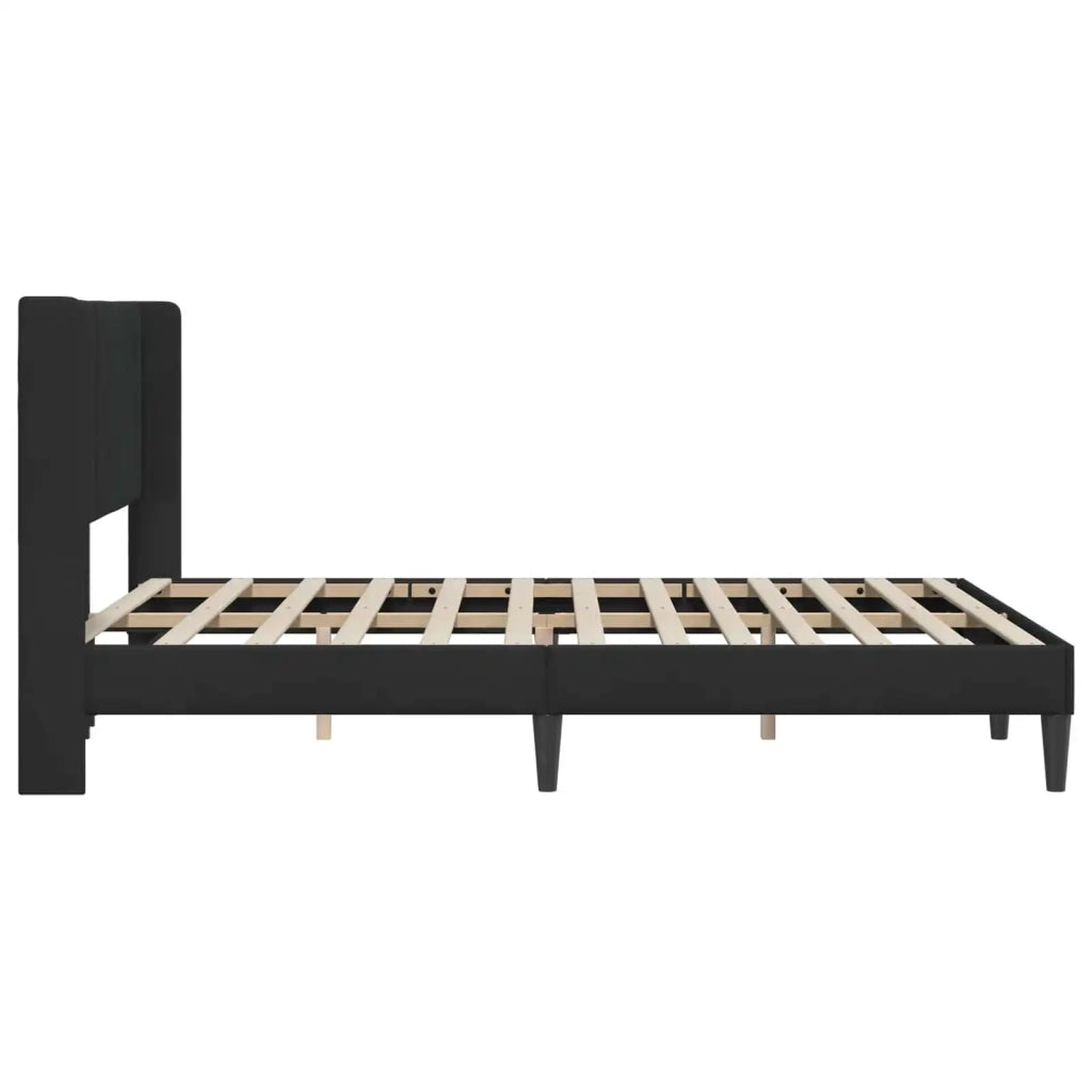 Letto matrimoniale | Letto per adulti | Struttura del letto con testiera Nero 140 x 200 cm Velluto