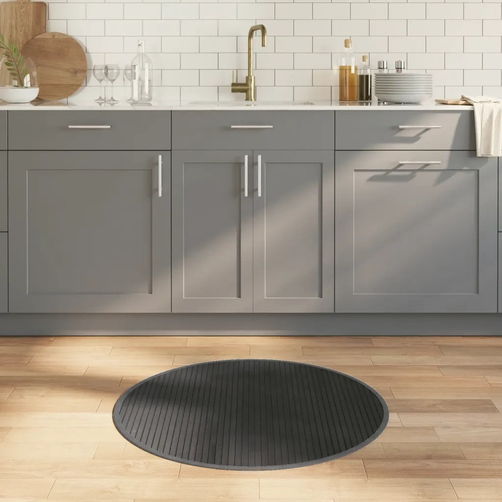 Tappeto del soggiorno | Tappeto Rotondo Grigio 80 cm in Bamb¨´
