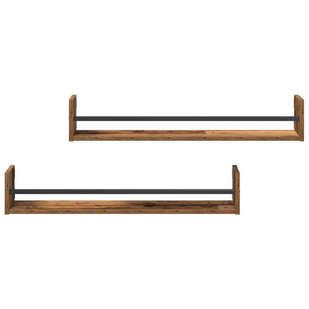 Scaffale da parete 2 pcs Legno vecchio 80 x 16 x 14 cm 869085