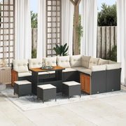 Set Divano da Giardino con cuscino 13 pcs Nero e Crema 3363220