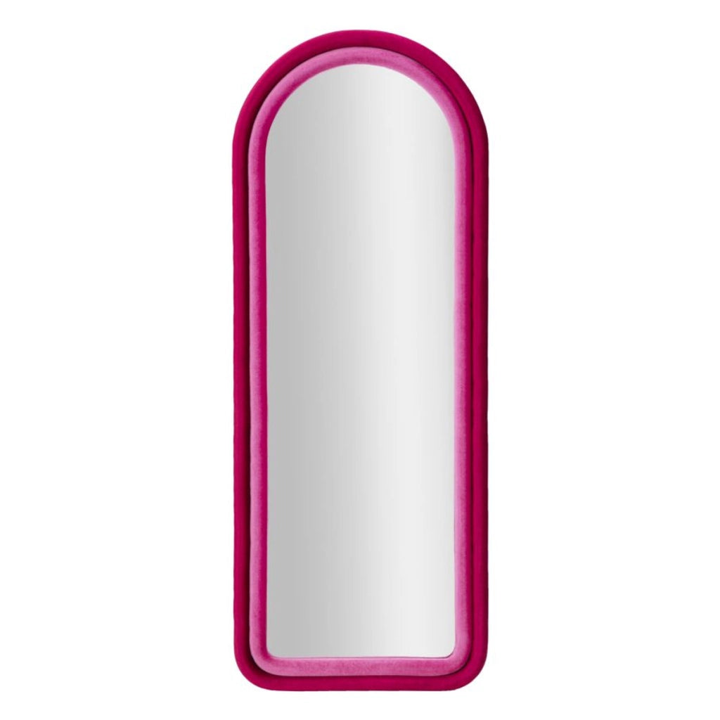 Specchio da parete Cloe in velluto fucsia 67x166 cm