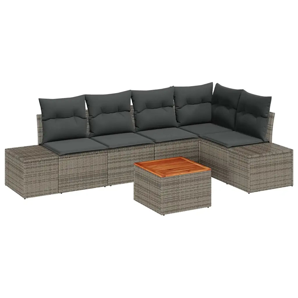 Set Divano da Giardino 6 pcs Grigio polyrattan