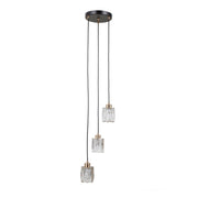 Lampadario TORNO rotondo nero oro cristallo 3xE14