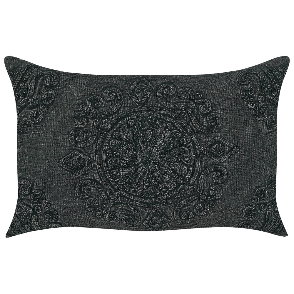 Set di 2 cuscini decorativi stile boho 30 x 50 cm in tessuto grigio scuro per interni