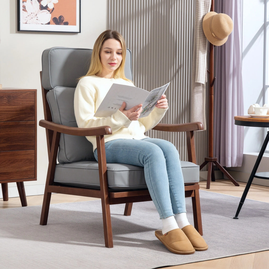 Poltrona ¨C Minimal ¨C Grigio e Pelle Sintetica