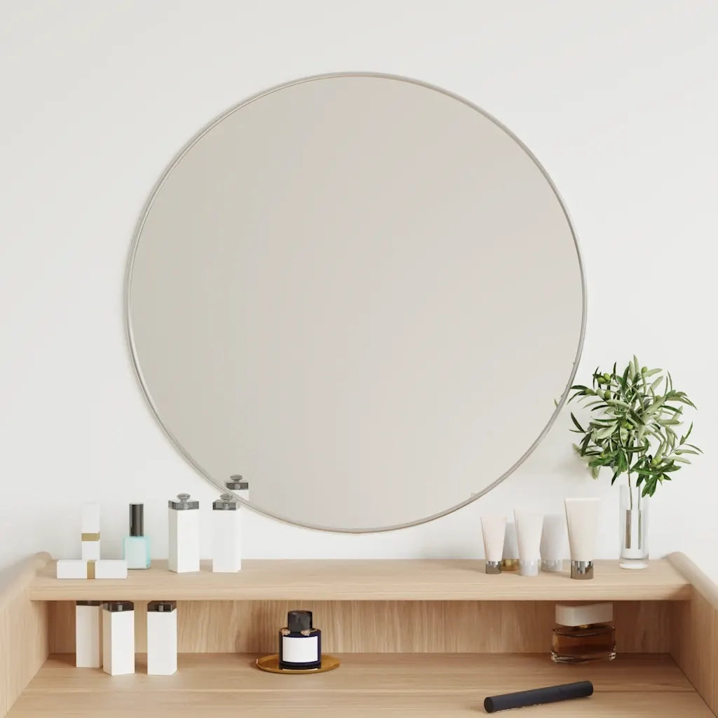 Specchio da Parete | Specchio decorativo Argento ? 60 cm Rotondo