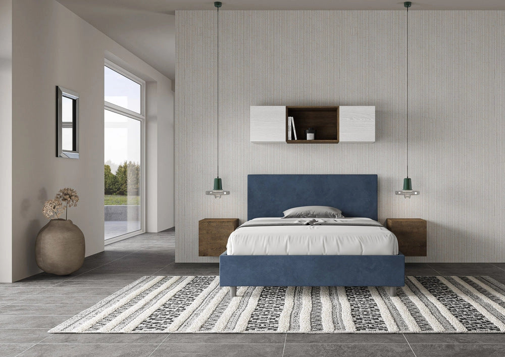 Letto Matrimoniale 160x190 cm con Rete Adele Blu
