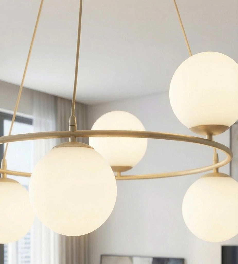 Lampada a sospensione AZURA 6xE14 beige/bianca Emibig