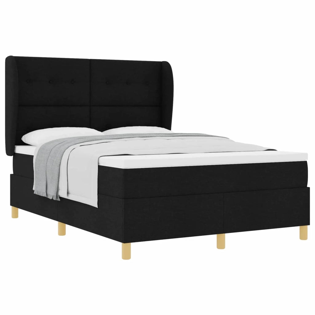 Letto a molle con materasso Nero 200 x 140 cm Tessuto 3340755
