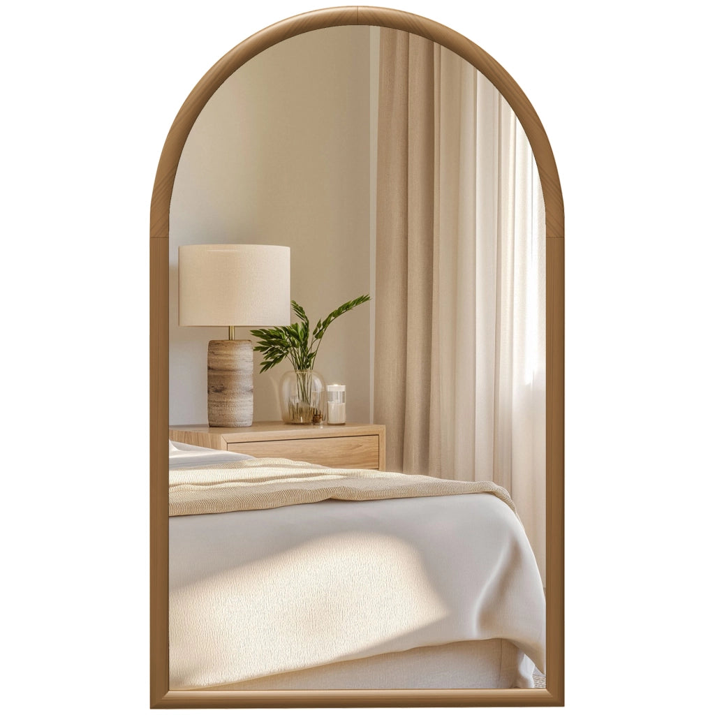 Specchio da parete arco ¨C Minimal ¨C 110x65 cm, legno, marrone scuro