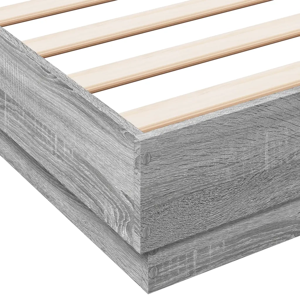 Giroletto con Luci LED-Struttura Letto Grigio Sonoma 150x200 cm