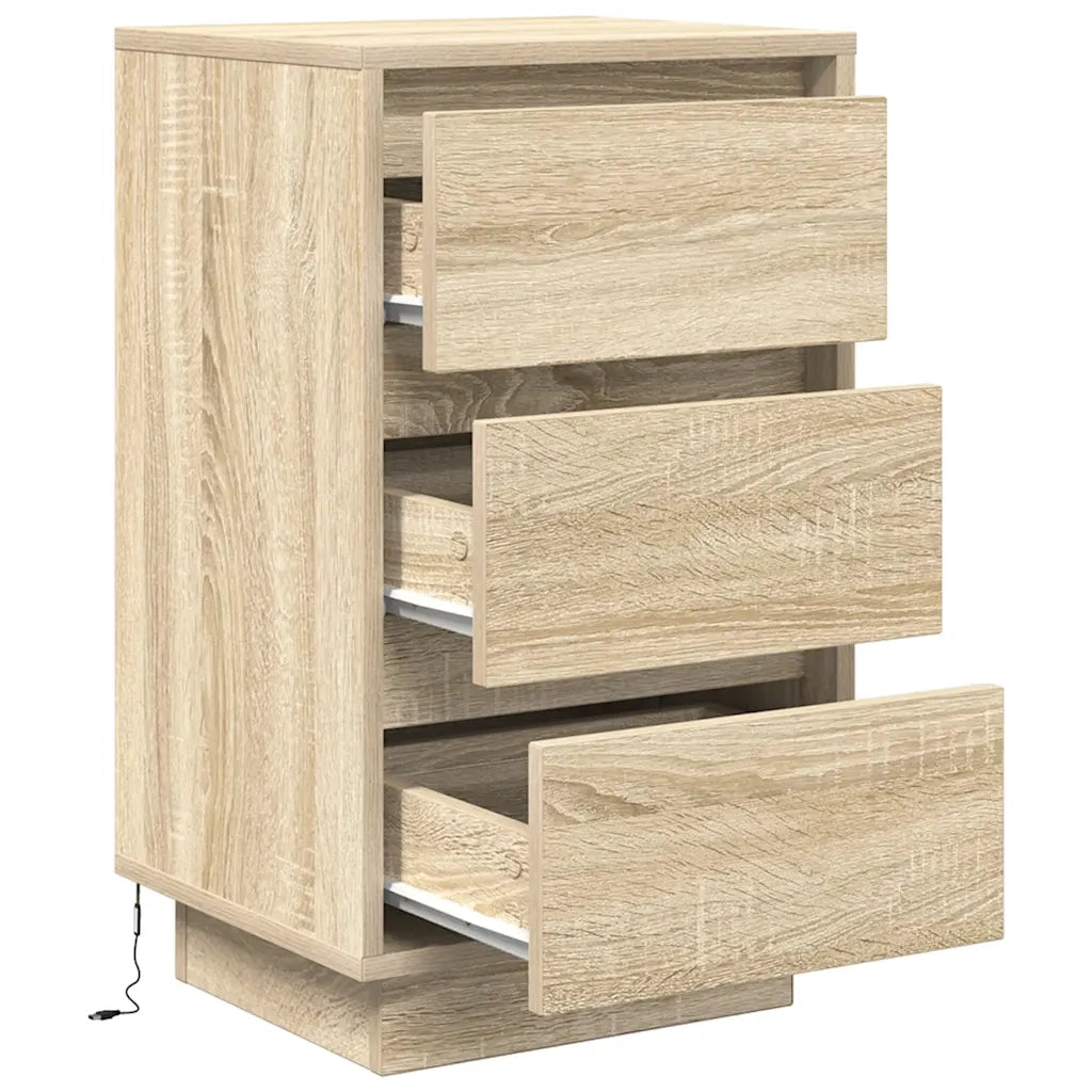 Comodino con Luci LED Rovere Sonoma 38x34x65 cm 861303
