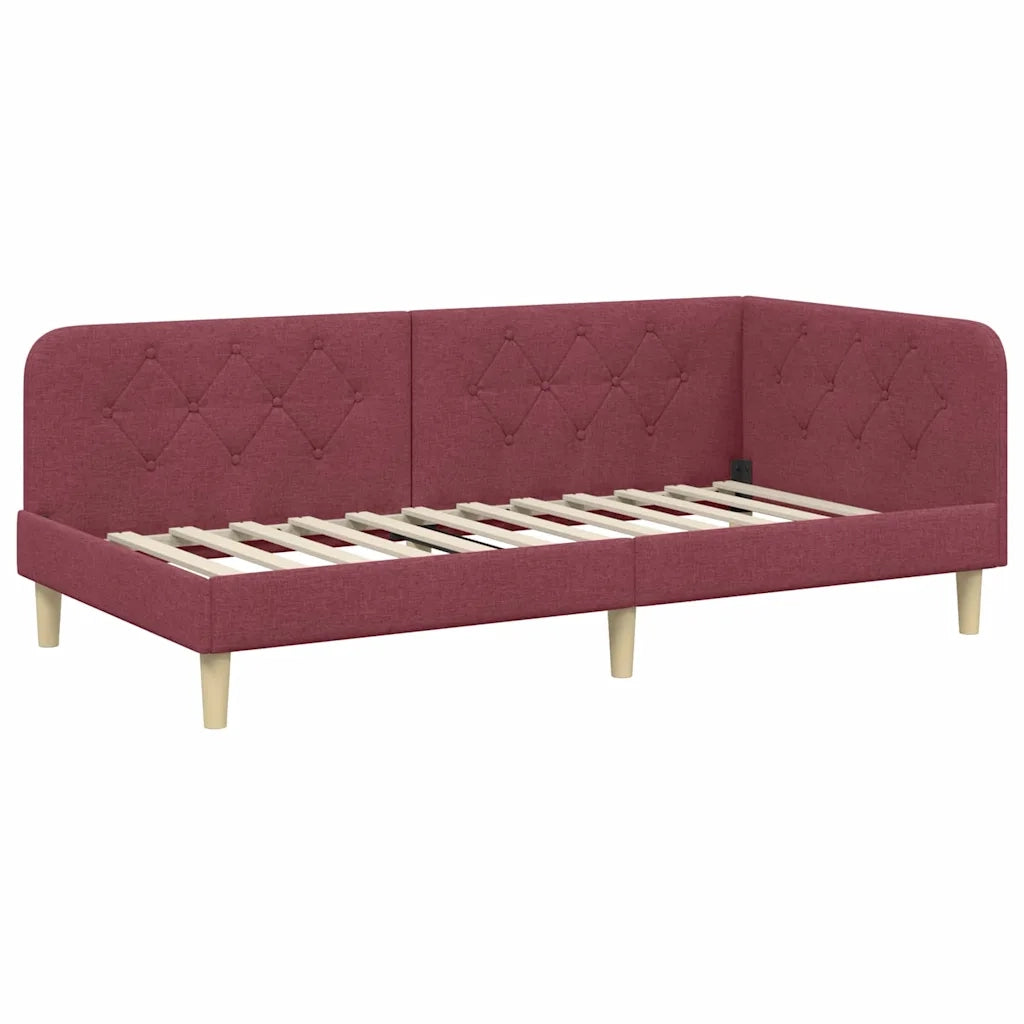 Cornice del letto ad angolo Rosso Vino 90 x 190 cm Tessuto 3394112