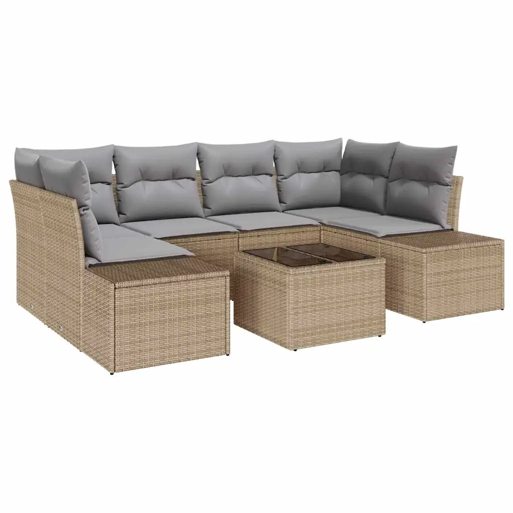 Set Divano da Giardino con cuscino 7 pcs Beige polyrattan 3346960