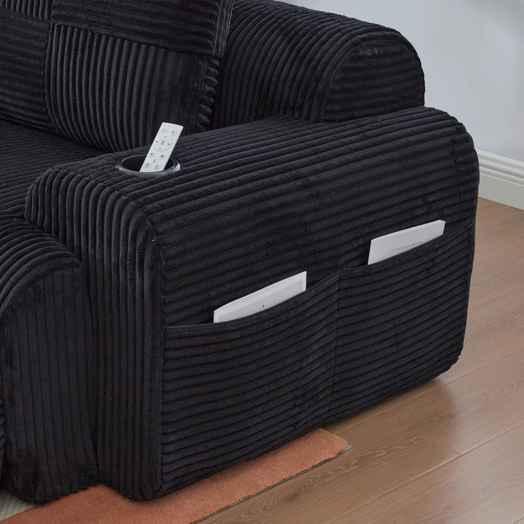Divano Modulare 2 Posti con Contenitore e Porta Bicchieri ¨C MINIMAL ¨C Nero