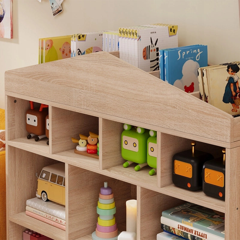 Scaffale marrone per bambini, ideale per giocattoli, libri, accessori e come organizer, con 9 scomparti