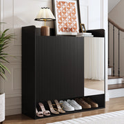 Scarpiera con Specchio Ingresso ¨C MINIMAL ¨C Nero, Ripiani Multipli