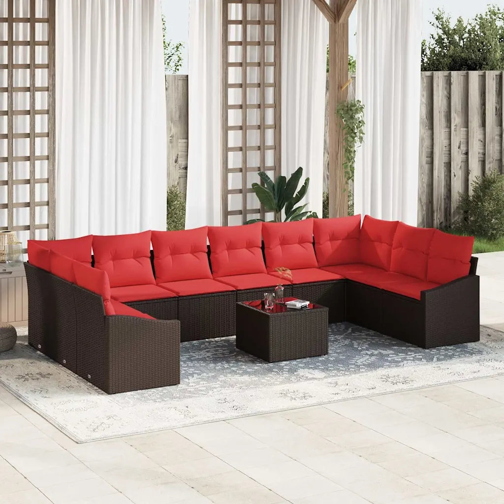 Set di divani 11 pz Marrone polyrattan 3346914