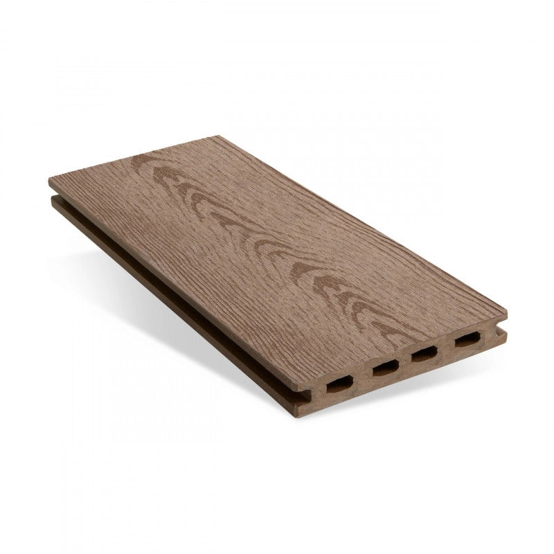 Pavimento esterno WPC effetto legno marrone, listoni 300 cm con clip fissaggio nascosto per terrazzo giardino - Esterni da Vivere
