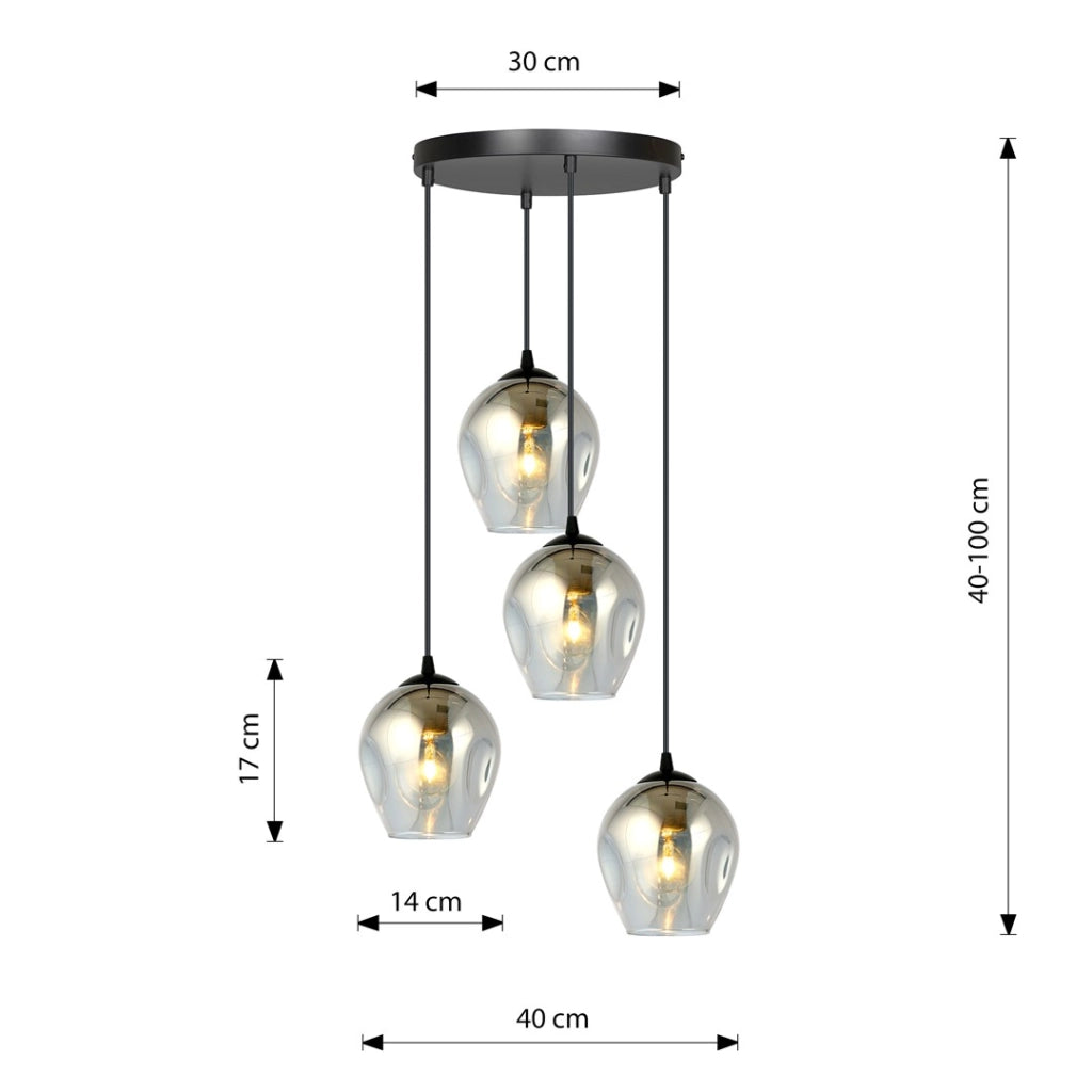 Lampadario Emibig ISTAR Premium 4xE27 in nero grafite