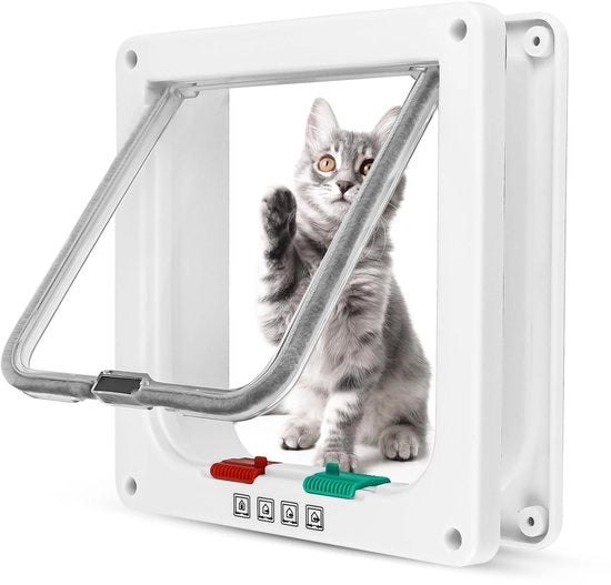 Porta per animali 4 vie chiusura - Porta gatto - Porta per animali - Impermeabile - Poli(etilene) - Altezza di installazione 20-50 mm - Porta per animali scorrevole