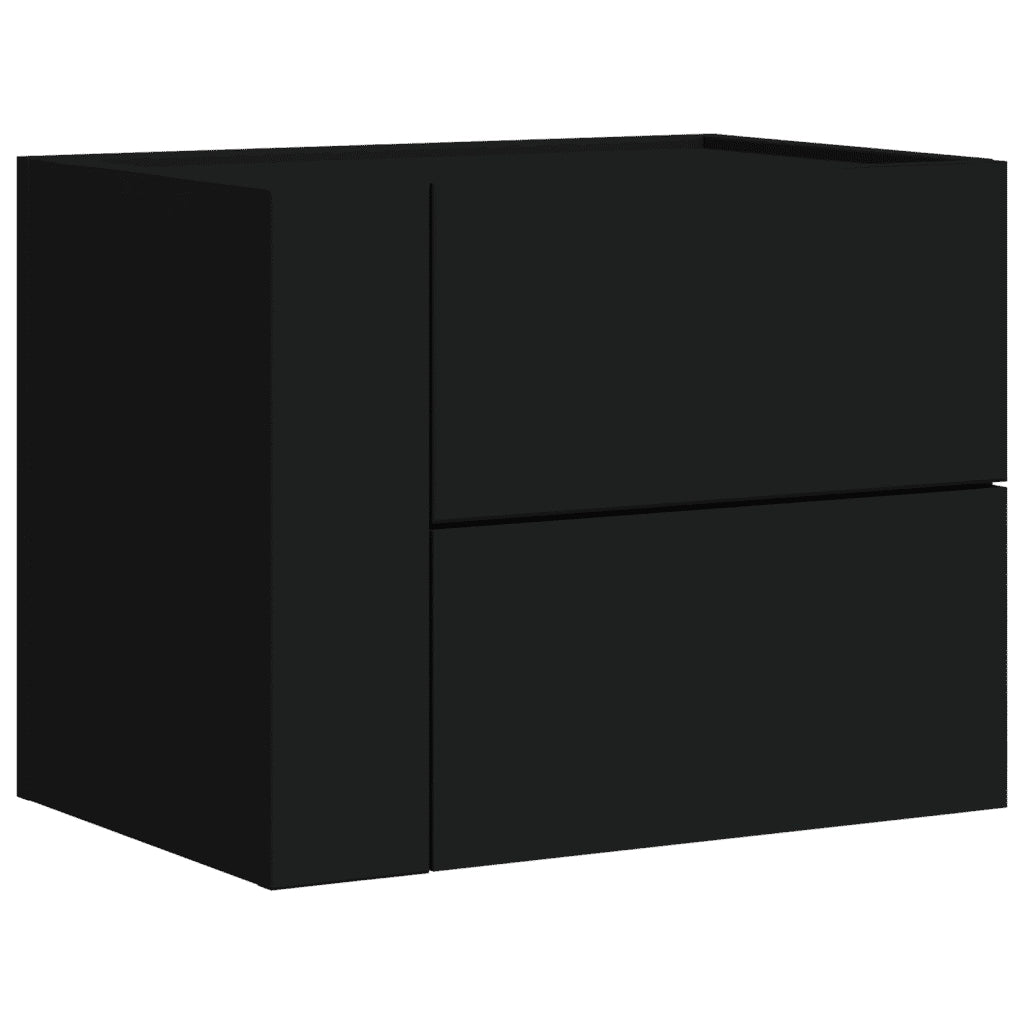 Set di 2 Comodini | Armadio da Notte | Mobiletto da notte a Muro Nero 45x30x35 cm