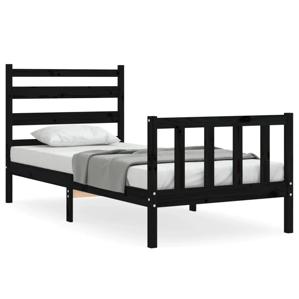 Giroletto con Testiera Nero Small Single in Legno Massello 3192000